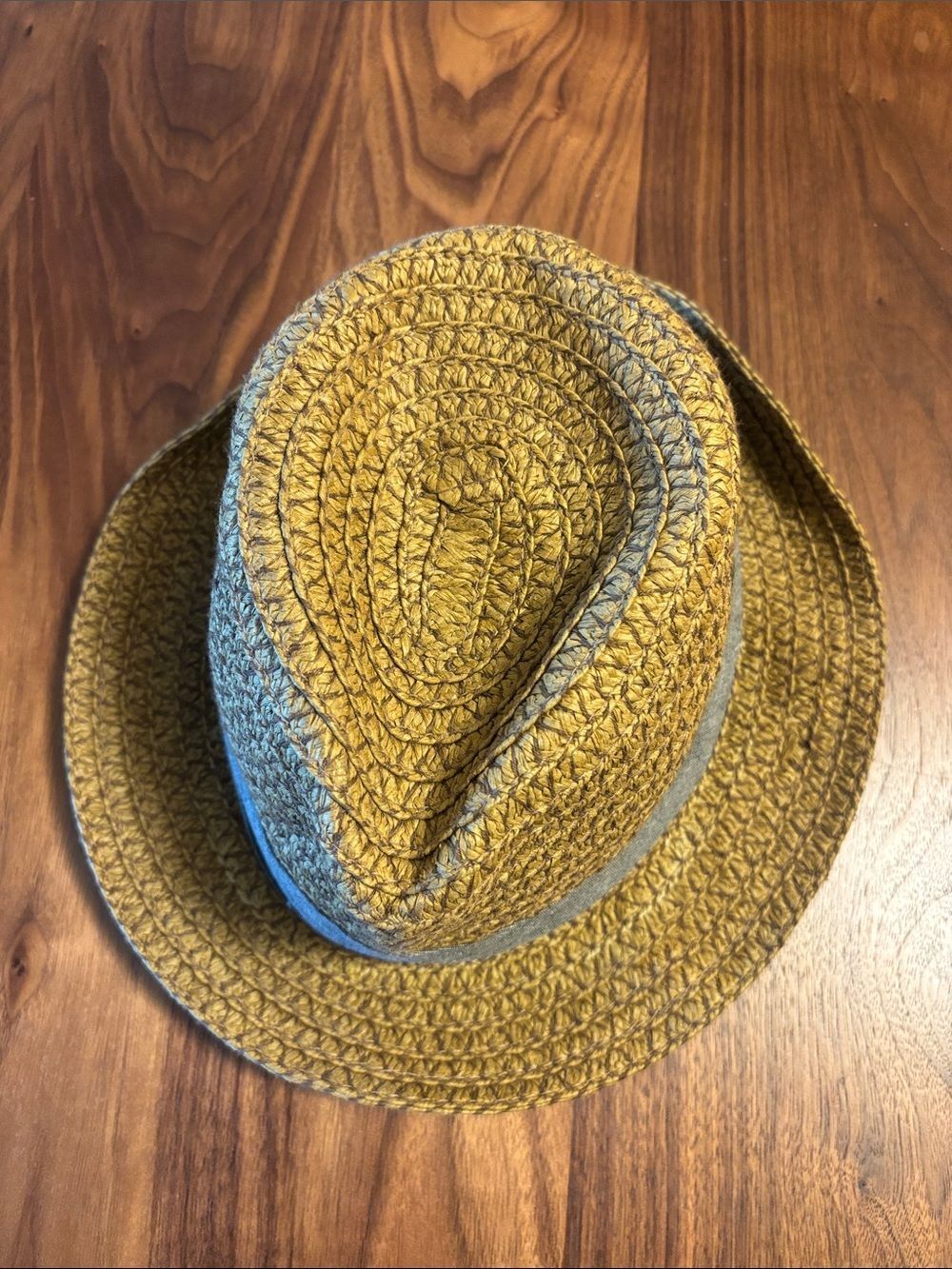 J.Crew Sunburst Straw Straw Fedora Hat with Gray Band - S/M
